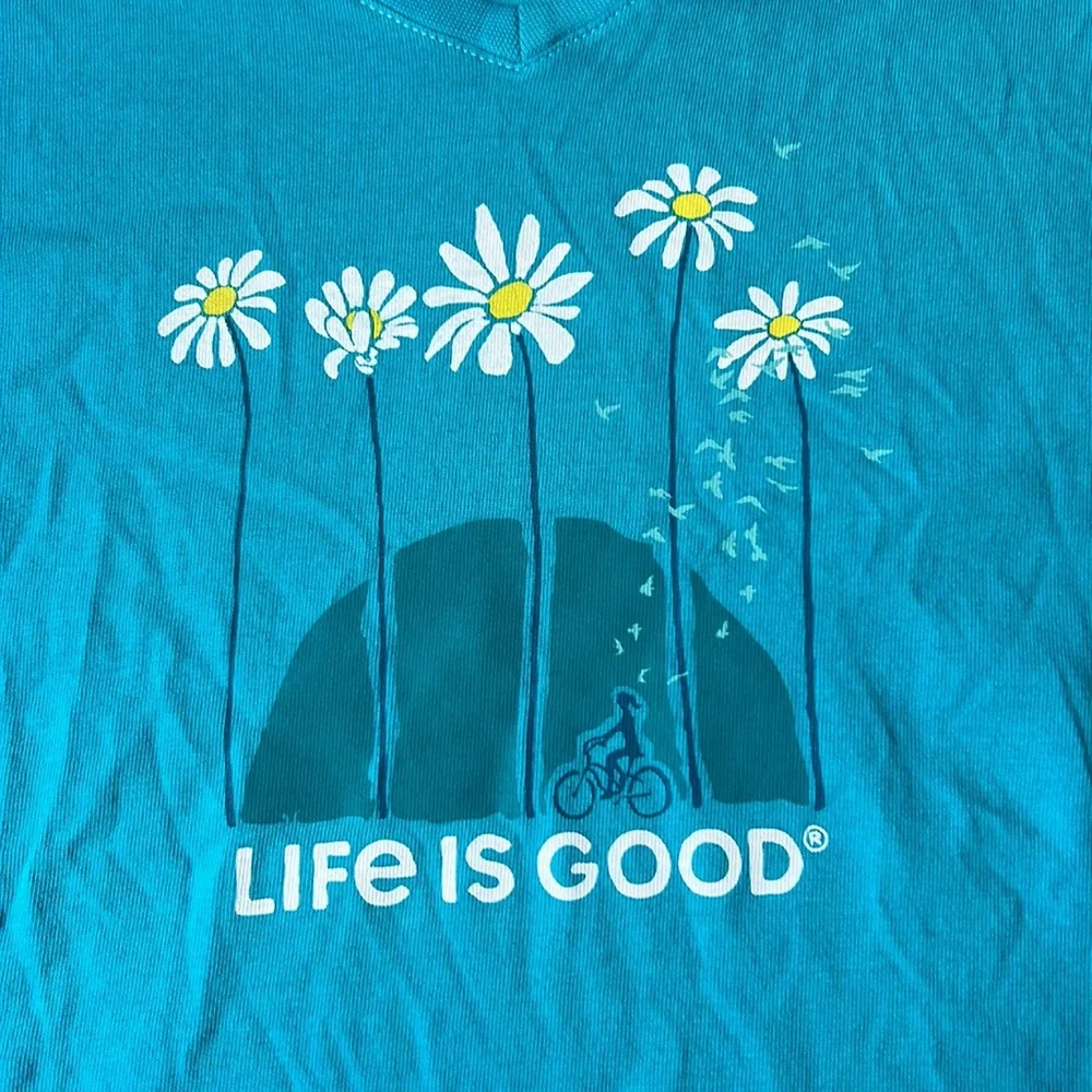 Life is good crusher short sleeve v neck daisy tee small - Picture 2 of 5